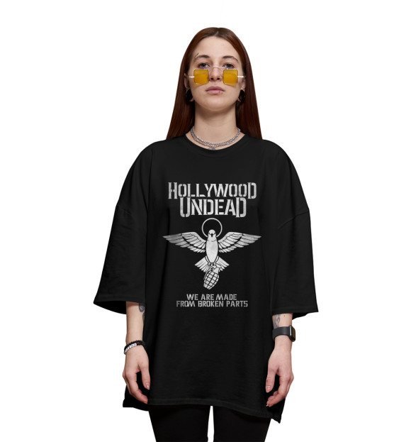 Женская футболка оверсайз с изображением Hollywood Undead цвета Черный