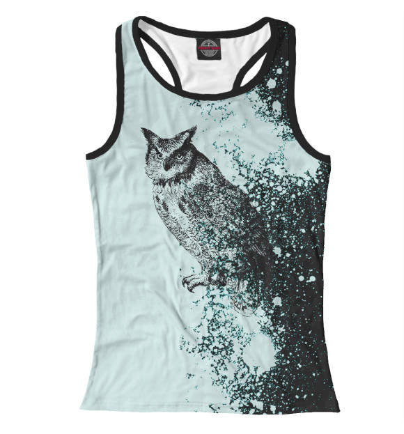 Женская майка-борцовка с изображением Horned Owl цвета Белый