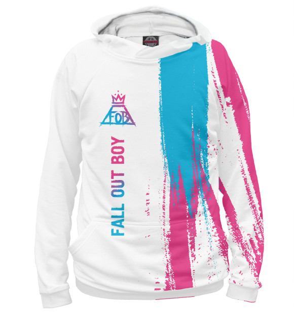 Женское худи с изображением Fall Out Boy Neon Gradient (полосы) цвета Белый
