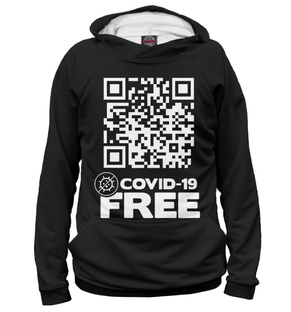 Женское худи с изображением COVID-19 FREE ZONE цвета Белый