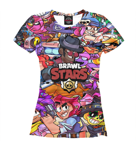 Футболка для девочек с изображением Brawl Stars BROCK цвета Белый