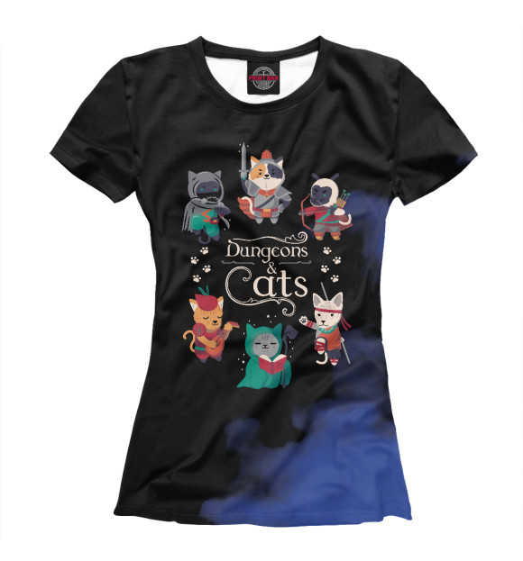 Футболка для девочек с изображением Dungeons and cats цвета Белый