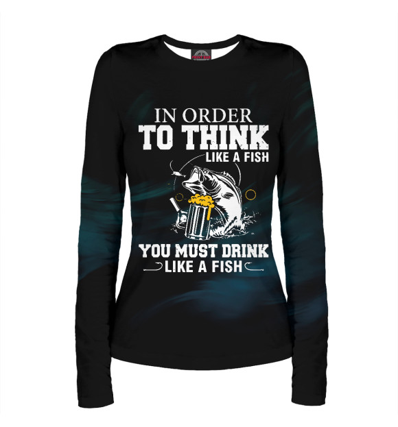 Женский лонгслив с изображением Order To Think Like A Fish цвета Белый