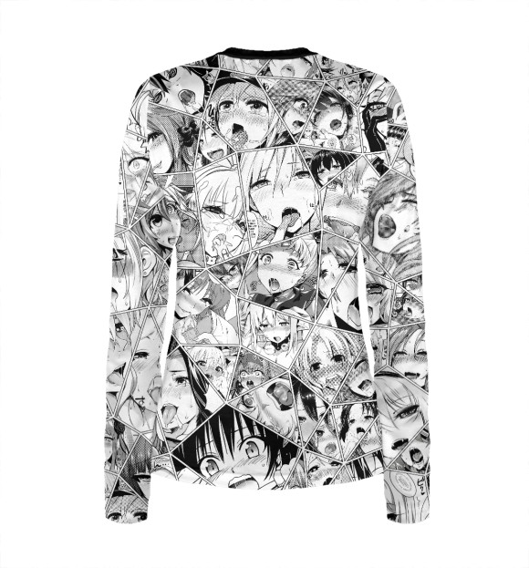 Женский лонгслив с изображением Ahegao Fragments цвета Белый