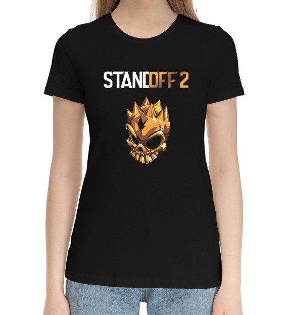 Женская хлопковая футболка с изображением Standoff 2 цвета Черный