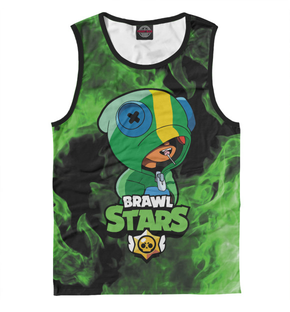 Майка для мальчика с изображением Brawl Stars LEON цвета Белый
