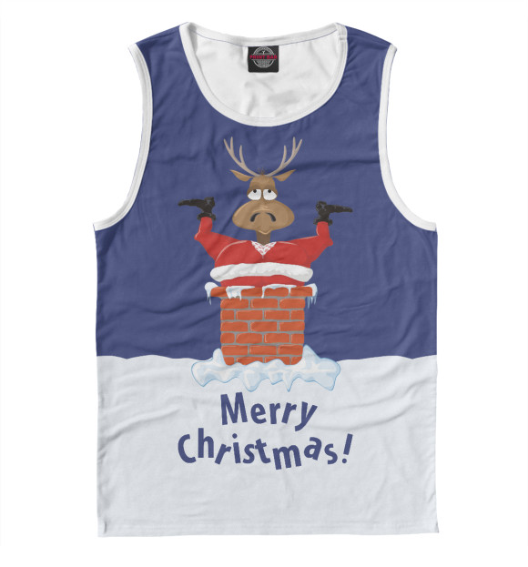 Майка для мальчика с изображением Merry Christmas цвета Белый