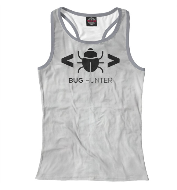 Женская майка-борцовка с изображением Bug hunter - for programmer цвета Белый