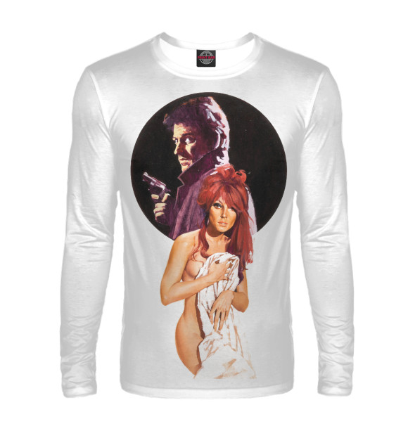 Мужской лонгслив с изображением Детектив цвета Белый