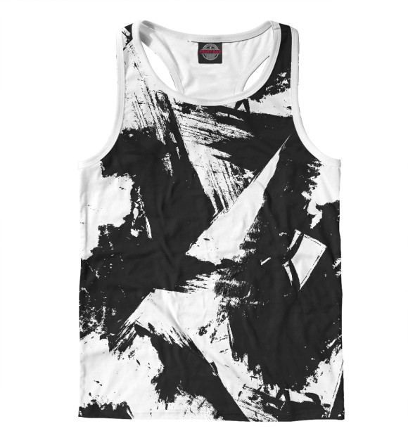 Мужская майка-борцовка с изображением Чёрно-белый камуфляж цвета Белый