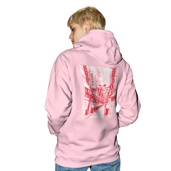 Женское худи с изображением Tokyo розовый фон цвета Белый