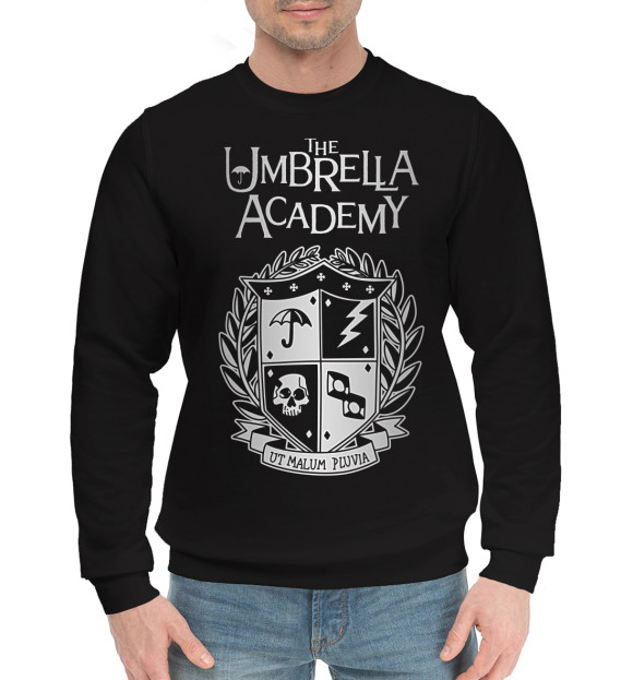 Мужской хлопковый свитшот с изображением Академия Амбрелла цвета Черный