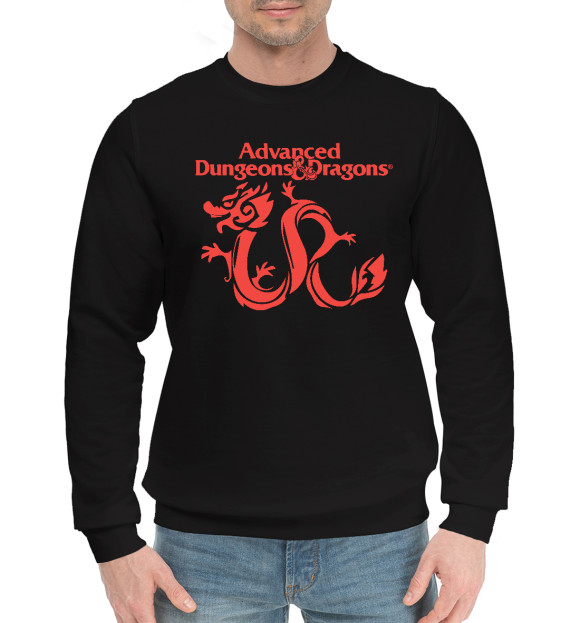 Мужской хлопковый свитшот с изображением Dungeons & Dragons цвета Черный