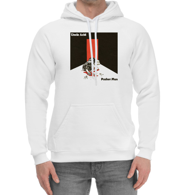 Мужской хлопковый худи с изображением Uncle acid цвета Белый