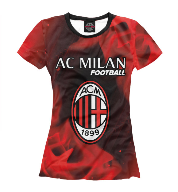 Футболка для девочек с изображением Милан | Football цвета Белый