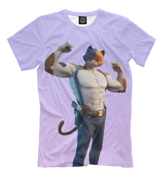 Мужская футболка с изображением Meowcles Fortnite 2 цвета Белый