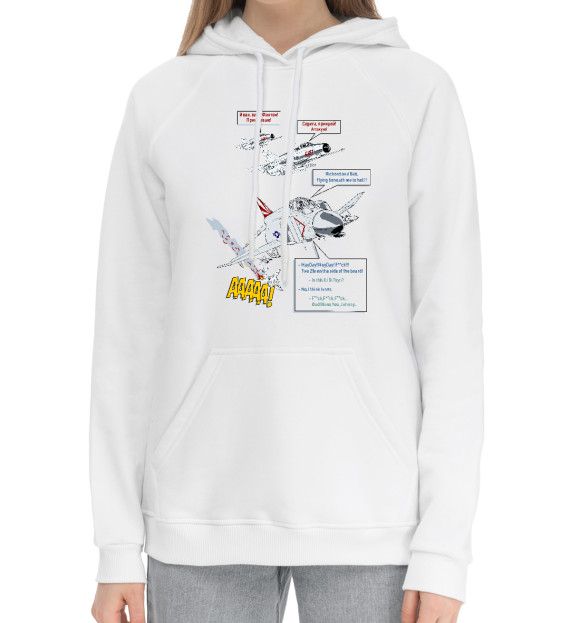 Женский хлопковый худи с изображением Фантом цвета Белый