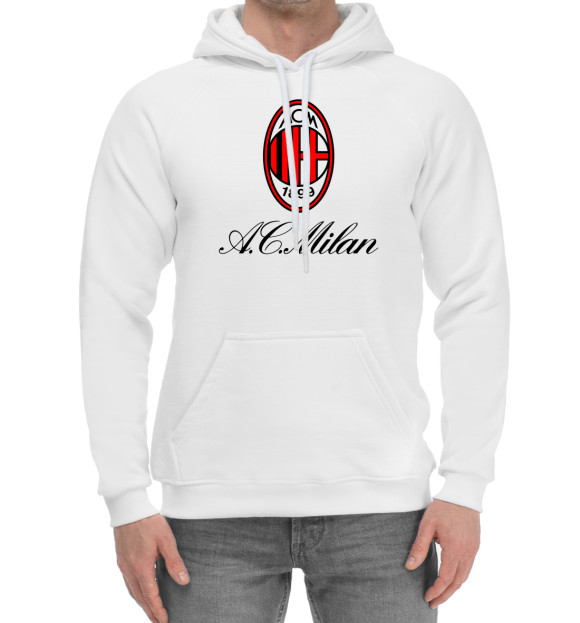 Мужской хлопковый худи с изображением AC Milan цвета Белый