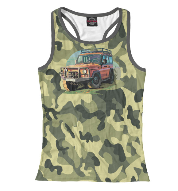 Женская майка-борцовка с изображением UAZKHAKI цвета Белый