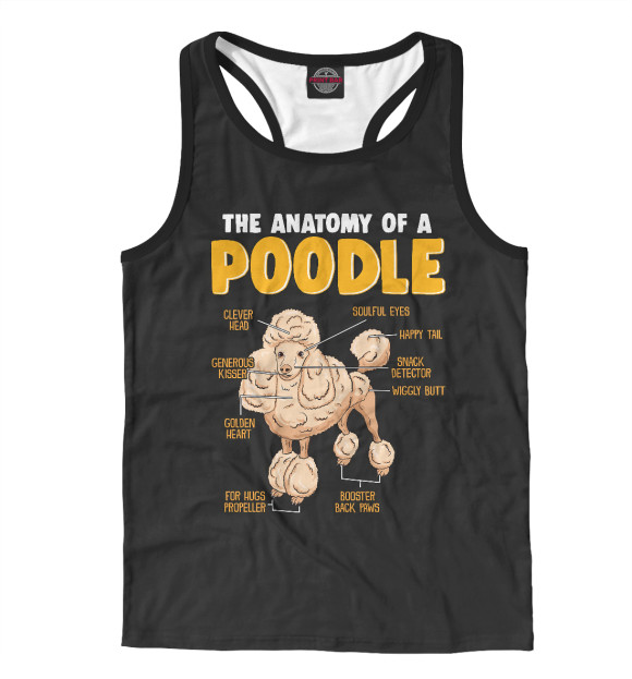 Мужская майка-борцовка с изображением Пудель (Анатомия) цвета Белый