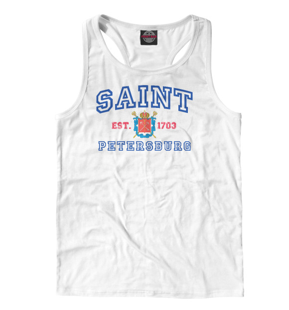 Мужская майка-борцовка с изображением Saint Petersburg 1703 цвета Белый