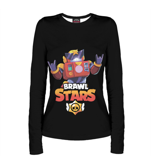 Женский лонгслив с притом Brawl Stars SURGE цвета Белый Женский лонгслив с изображением Brawl Stars SURGE цвета Белый