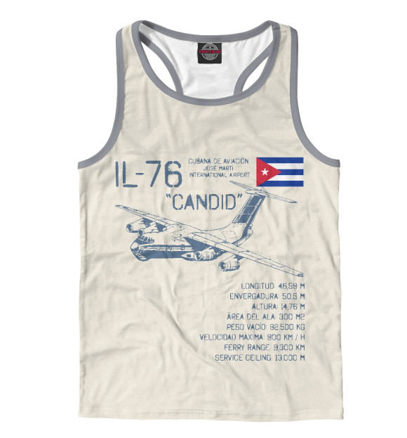 Мужская майка-борцовка с изображением Ил-76 Candid цвета Белый