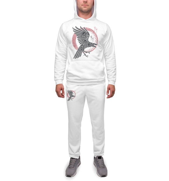 Мужской спортивный костюм с изображением Ворон цвета Белый