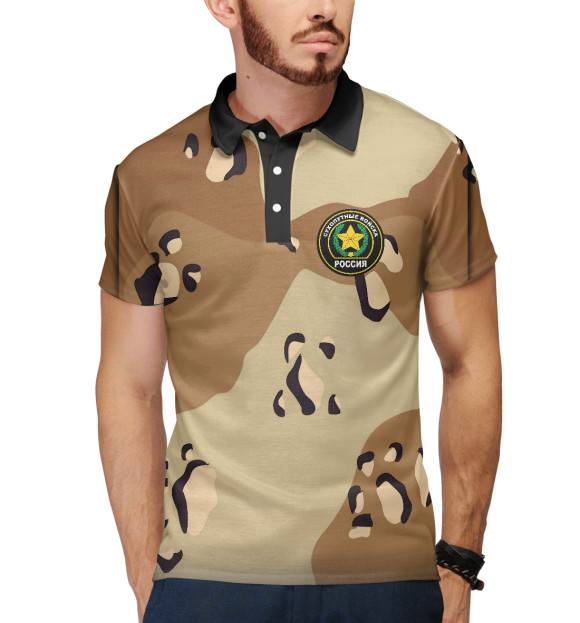 Мужское поло с изображением Сухопутные войска цвета Белый