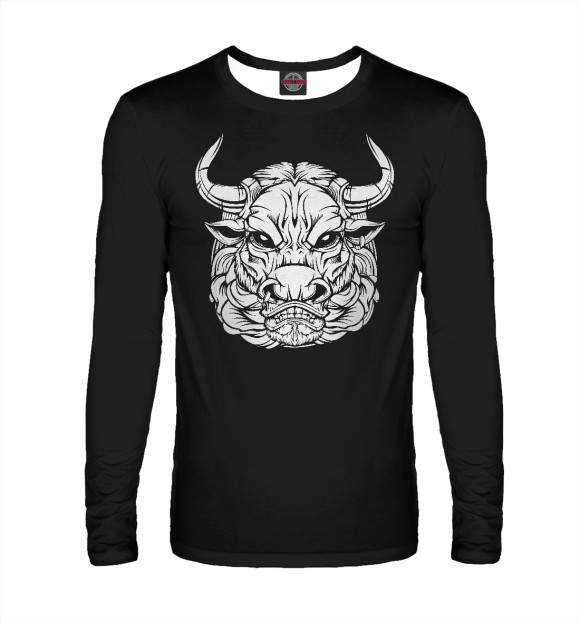 Мужской лонгслив с изображением Bull цвета Белый