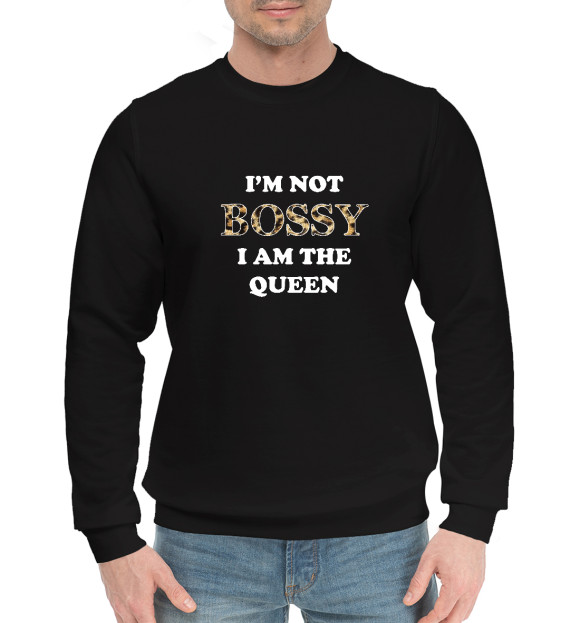 Мужской хлопковый свитшот с изображением I am the Queen цвета Черный