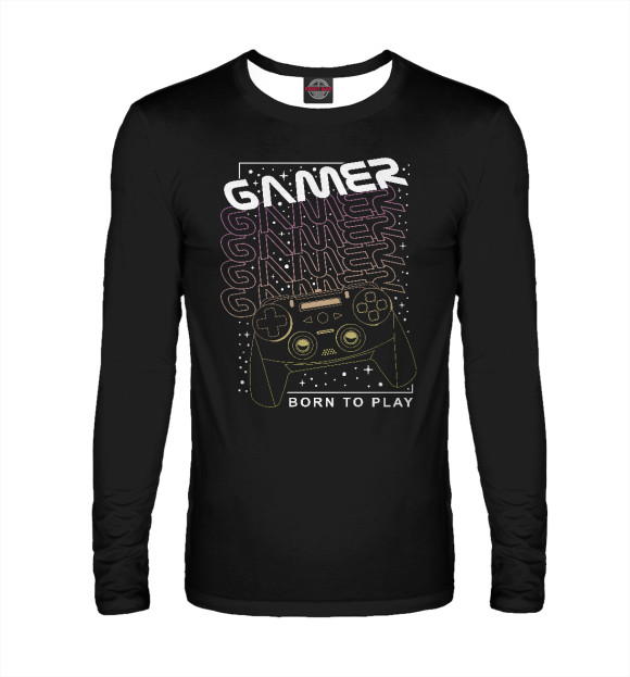 Мужской лонгслив с изображением Gamer цвета Белый