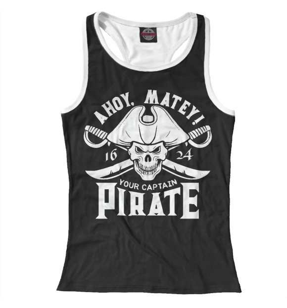 Женская майка-борцовка с изображением Пират цвета Белый