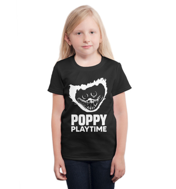 Футболка для девочек с изображением Poppy Playtime цвета Белый
