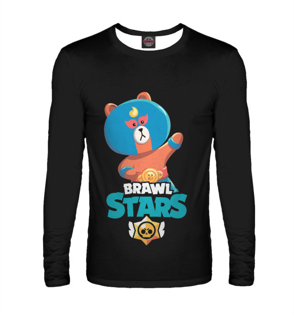 Мужской лонгслив с притом Brawl Stars МЕДВЕДЬ цвета Белый Мужской лонгслив с изображением Brawl Stars МЕДВЕДЬ цвета Белый