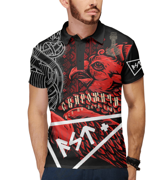 Мужское поло с притом Грифон цвета Белый Мужское поло с изображением Грифон цвета Белый