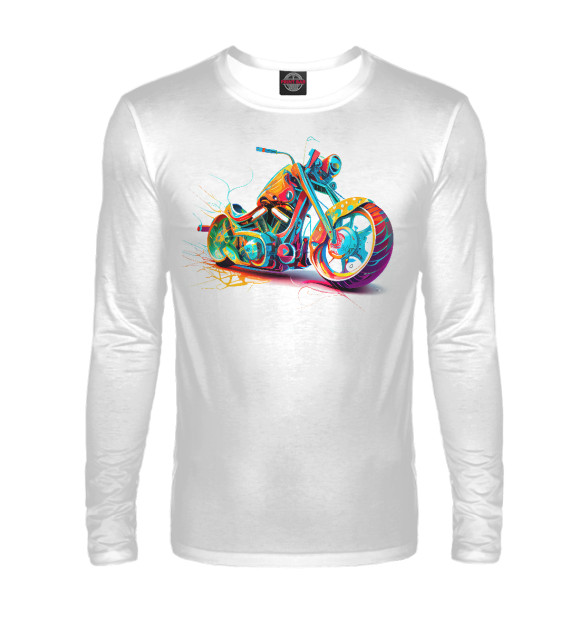 Мужской лонгслив с изображением Чоппер в ярких цветах цвета Белый