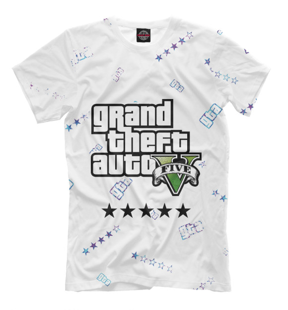 Мужская футболка с изображением GTA 5 / ГТА 5 цвета Белый