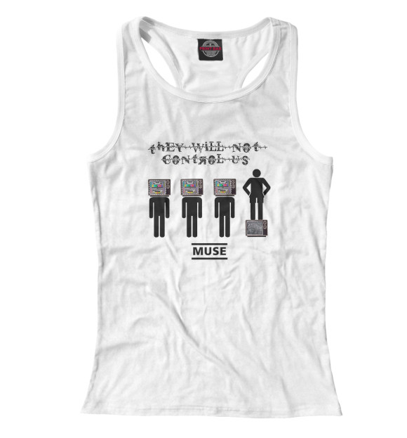 Женская майка-борцовка с притом Muse цвета Белый Женская майка-борцовка с изображением Muse цвета Белый