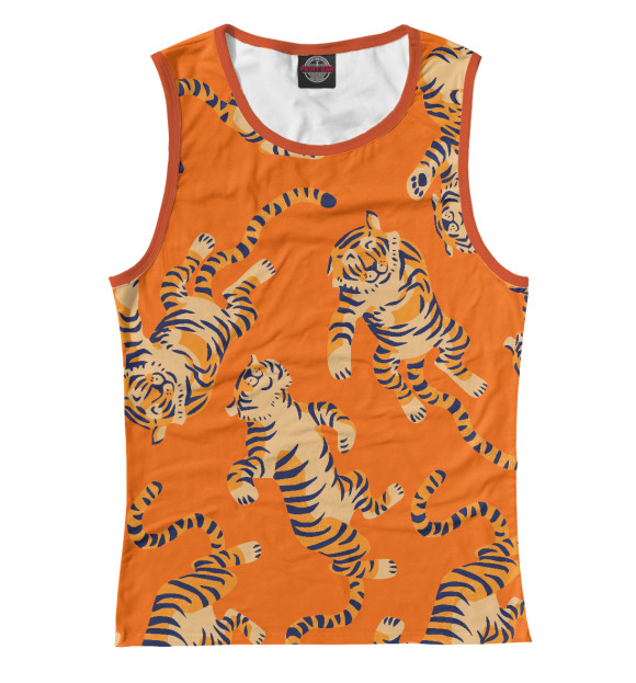 Женская майка с притом Год тигра цвета Белый Женская майка с изображением Год тигра цвета Белый