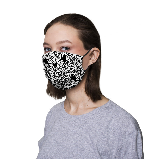 Маска двухслойная с притом ЪУЪ цвета Белый Маска двухслойная с изображением ЪУЪ цвета Белый