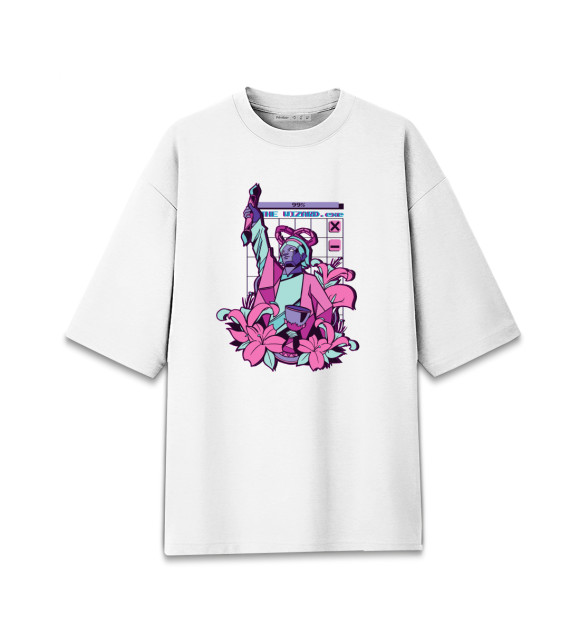 Мужская футболка оверсайз с изображением Vaporwave Wizard цвета Белый