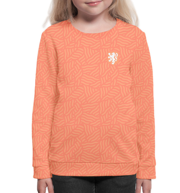 Свитшот для девочек с изображением Сборная Голландии цвета Белый