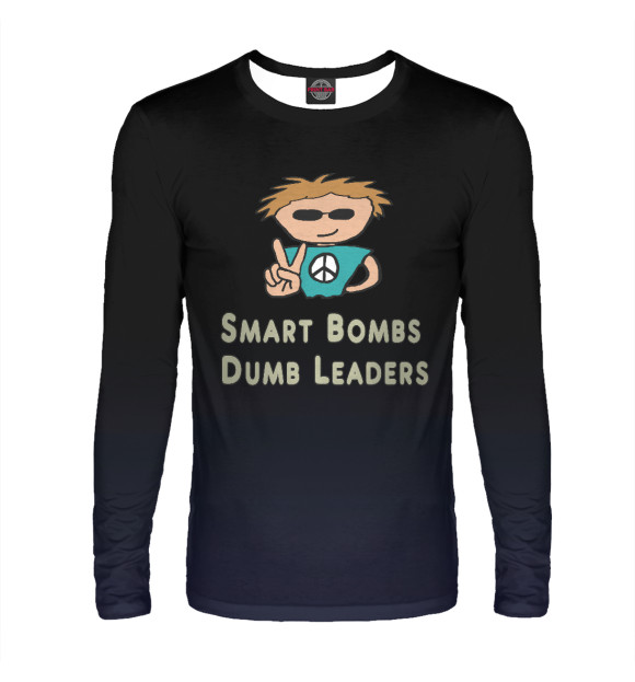 Мужской лонгслив с изображением Smart Bombs Dumb Leders цвета Белый