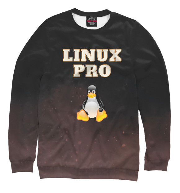 Мужской свитшот с изображением Linux Pro цвета Белый