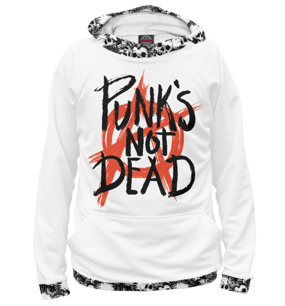 Женское худи с изображением Punk’s Not Dead цвета Белый