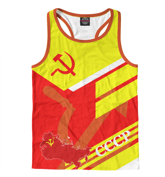 Мужская майка-борцовка с изображением СССР цвета Белый