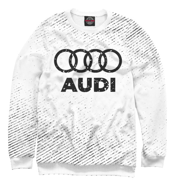 Мужской свитшот с изображением Audi гранж светлый цвета Белый