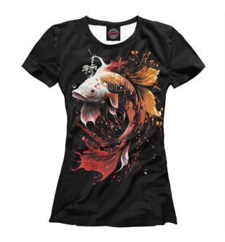 Женская футболка Золотая рыбка белый дракон