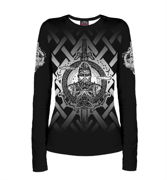 Женский лонгслив с притом Варяг цвета Белый Женский лонгслив с изображением Варяг цвета Белый